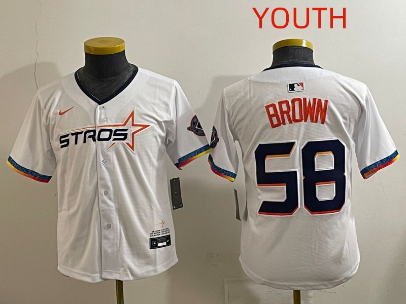 Youth Houston Astros 58 Brown White Fourth generation Joint Name 2025 Nike MLB Jersey style 4